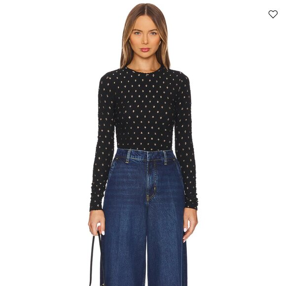 Frame Dotted Stretch Mesh Top Size XS - Picture 1 of 5